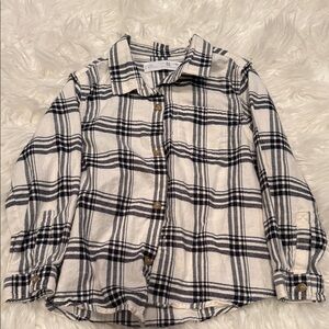 Zara Kids Black and White Plaid Button Down Shirt
